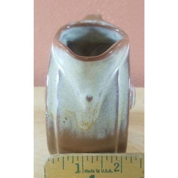 Frankoma Wagon Wheel Pitcher - Vintage Small 4"x5"x2" - Brown/Tan/Gold - Picture 13 of 13